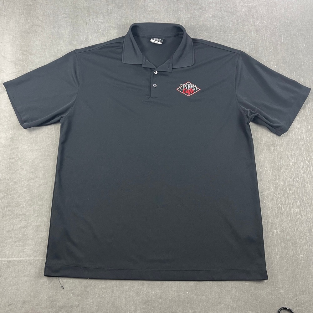 Nike Men XL Black Polo Shirt Cinema Cafe Dri-FIT Golf Performance Short Sleeve